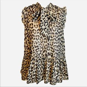 Kate Spade Leopard Clip Dot Blouse size XXS